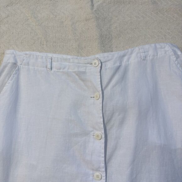 Autograph New York Women’s White Linen Button Front Skirt Size 12 100% Linen - Picture 10 of 12